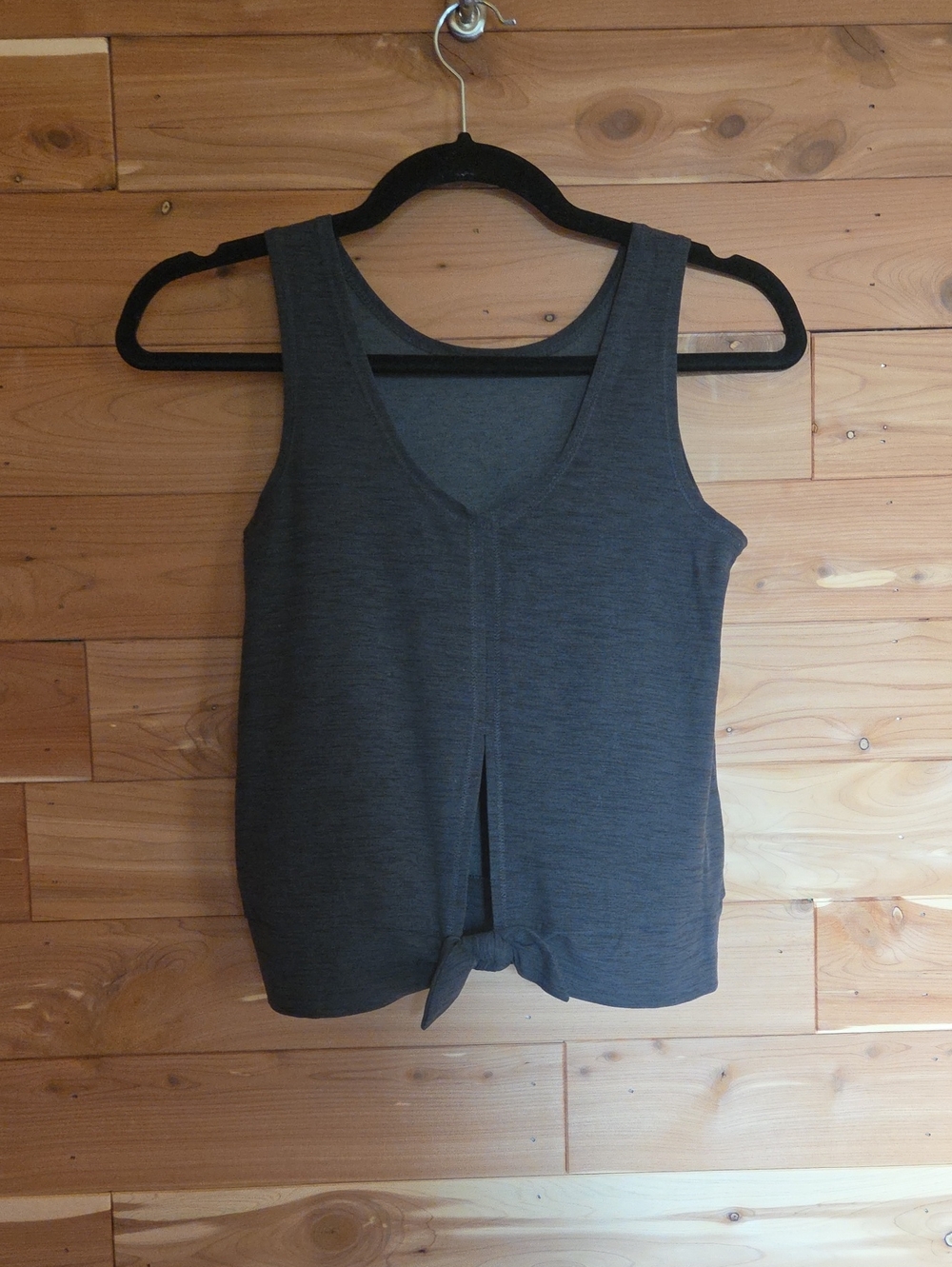 Women's Charcoal Gray V-Neck Tie-Front Tank Top